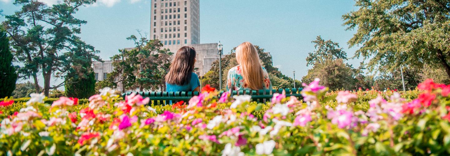 两个女孩，花园，国会大厦