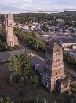 An aerial view of the Cliffs shaft mine in Ishpeming, MI