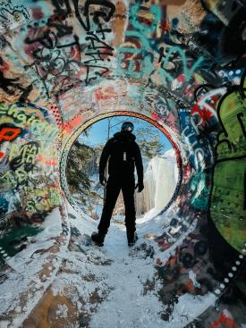 Graffiti tunnel near Wright St Falls and NTN North trails in Marquette.