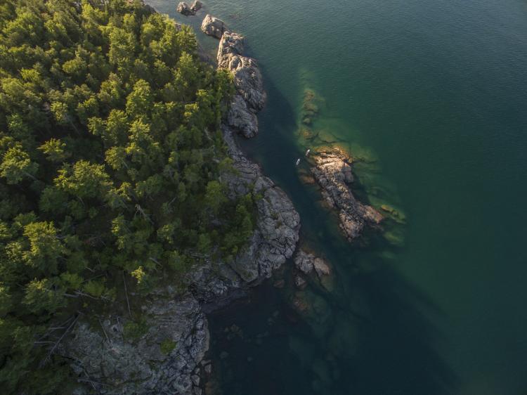 Overhead View Of Lake Superior In Marquette, MI