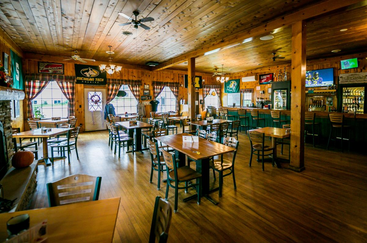 The interior of the Thunder Bay Inn Restaurant in Big Bay, MI