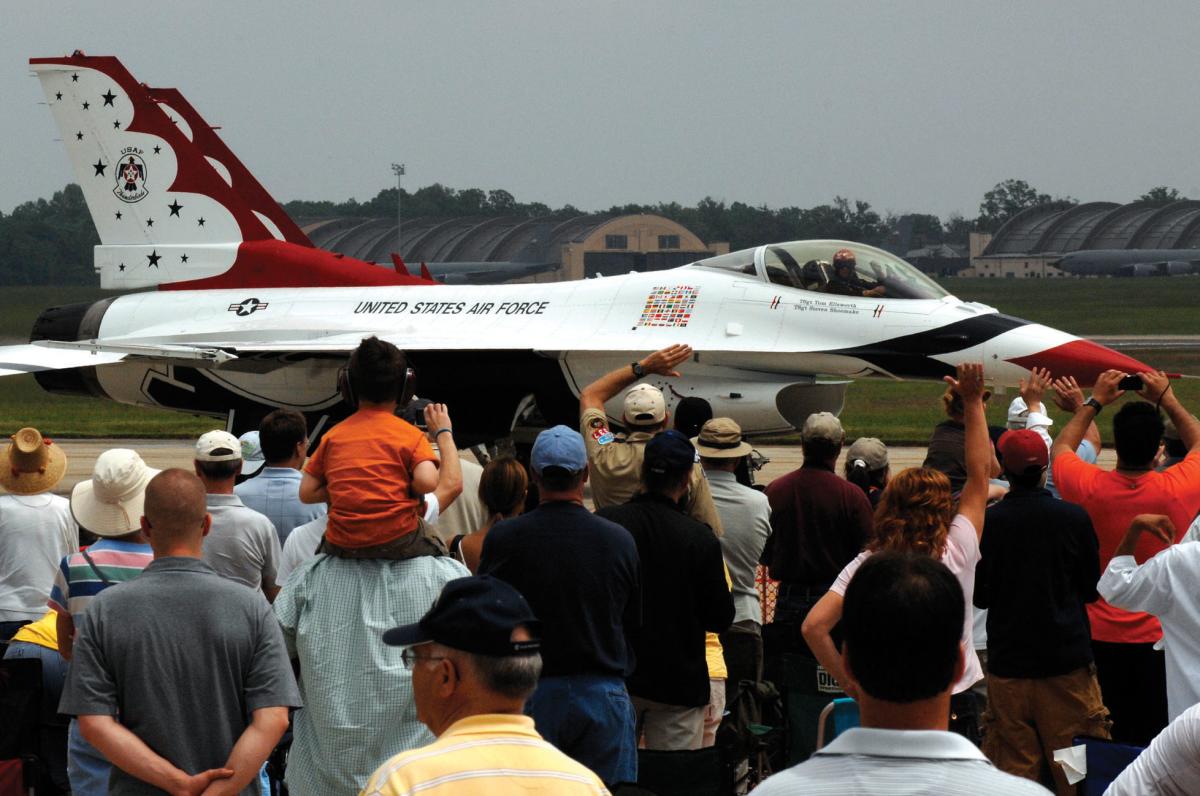 Air Force Thunderbird at air show in Prince George's County