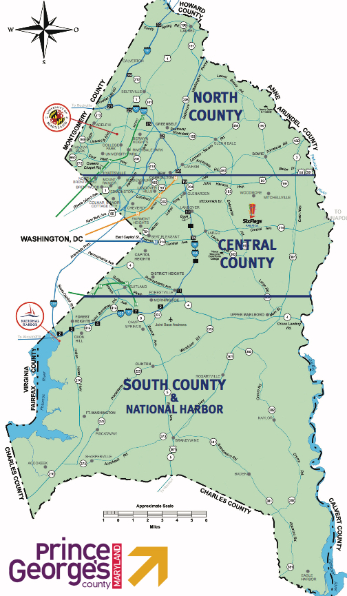 North, South & Central County Map