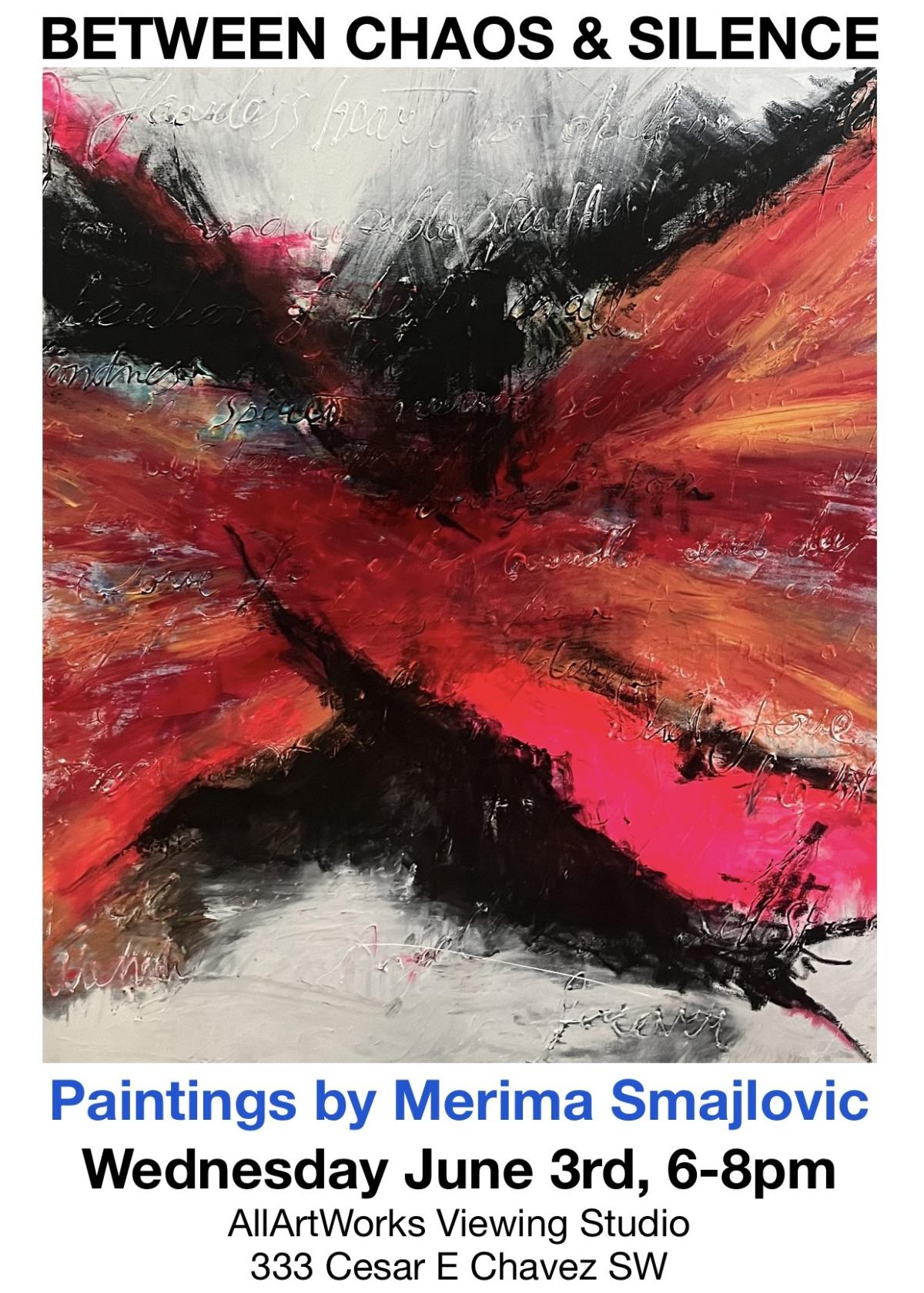 絵画 The Conflict between RED&BLACK BETWEEN CHAOS & SILENCE : Work by Merima Smajlovic - Grand Rapids