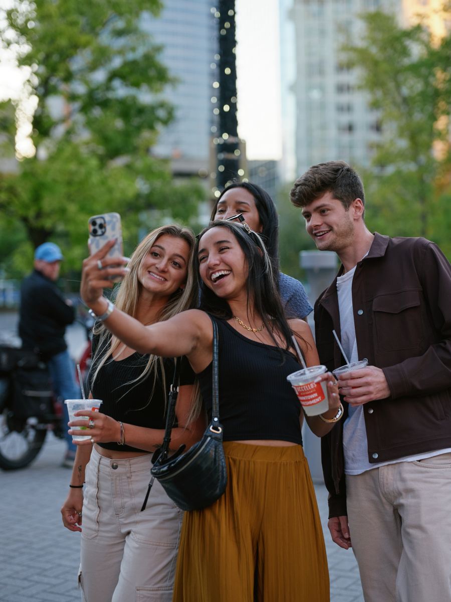 Friends taking a selfie.