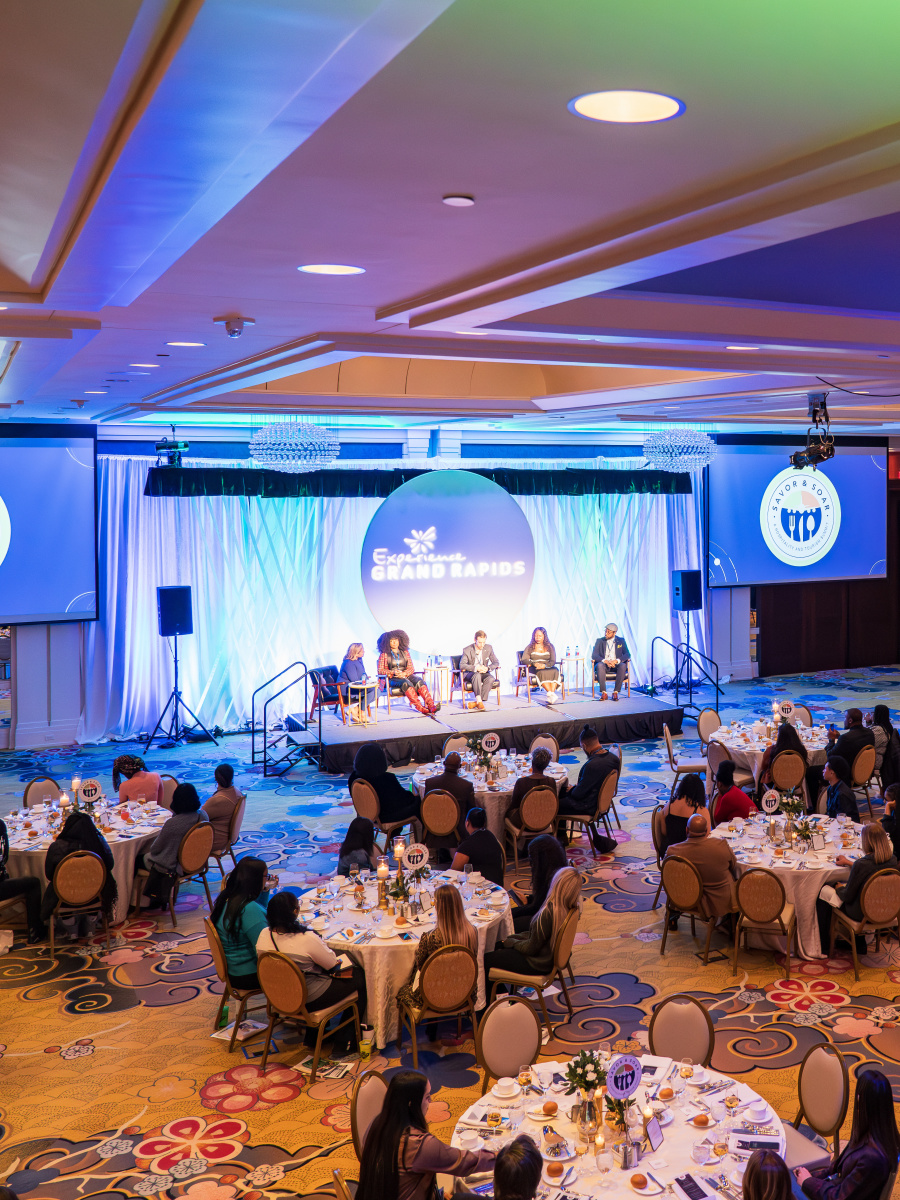Savor & Soar Event in the Ballroom of the Amway Grand Plaza.