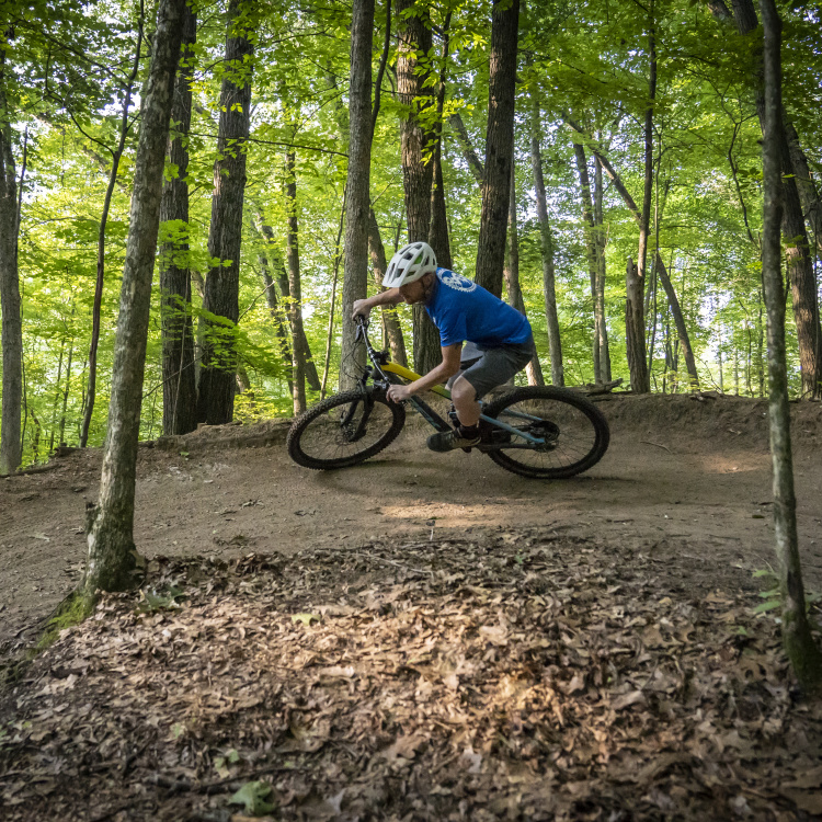 Mountain biking trails in Cannonsburg Ski Area.