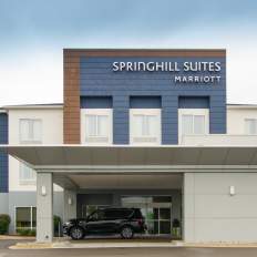 Exterior photo of SpringHill Suites North front entrance.