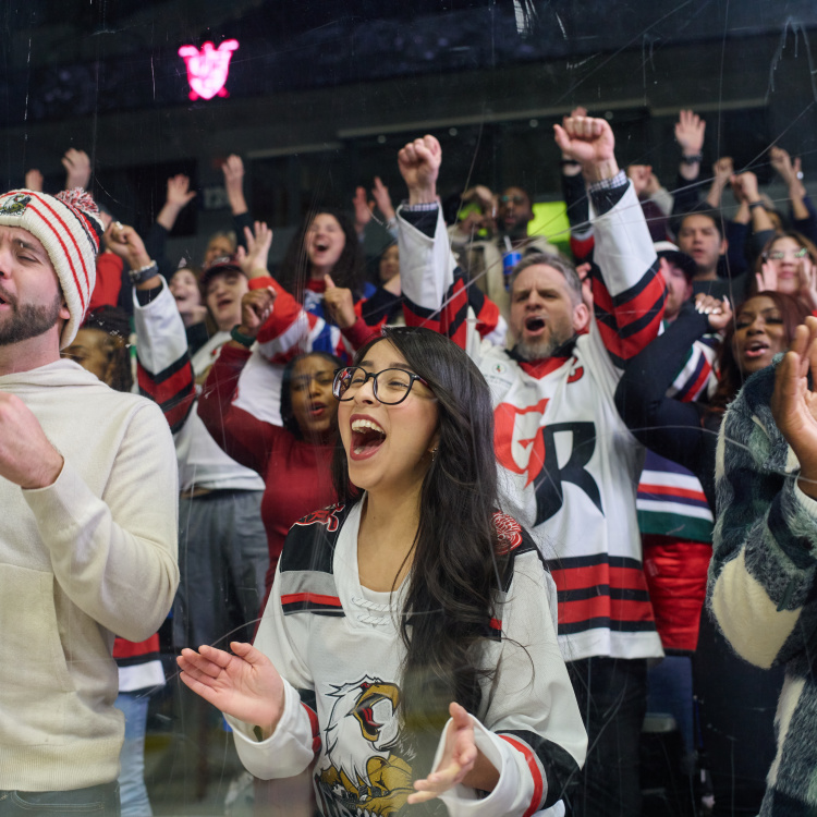 Griffins Game at the Van Andel Arena in Downtown Grand Rapids. Ideology shoot for Feeling Good Video.