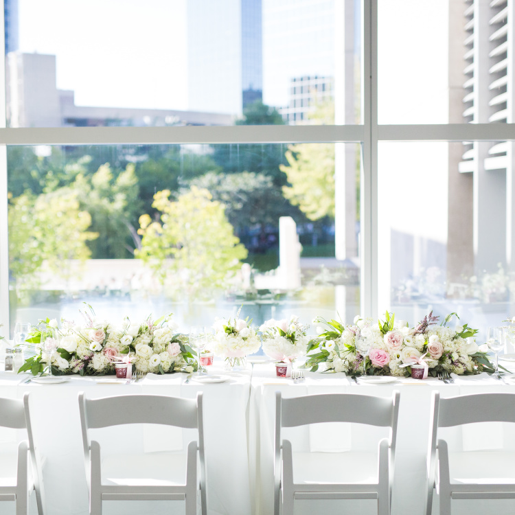 Overlooking the downtown cityscape through the Grand Rapids Art Museum for a wedding.