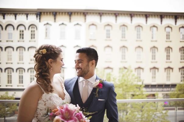 The newly wed Ramakirshnans pose in Grand Rapids