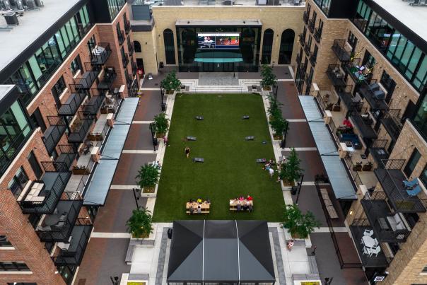 Aerial Top View of Studio Park, 2021.