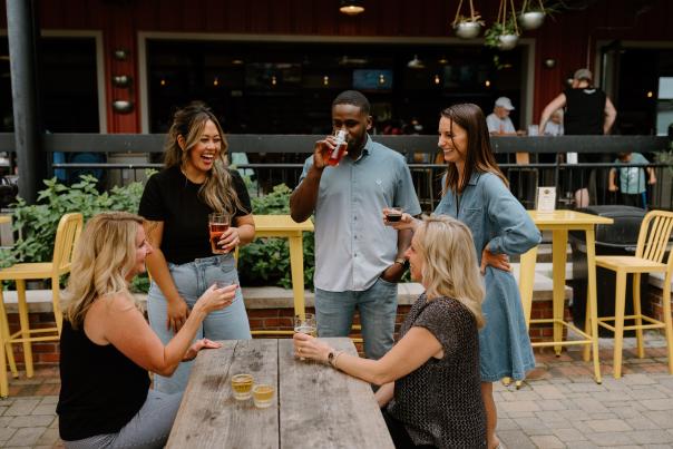 Founders patio and flights in Grand Rapids