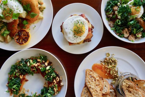 Aerial view of delicious dishes at Little Bird.