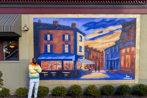 Mural at Hall Street Bakery captured by Isabel Media Studios