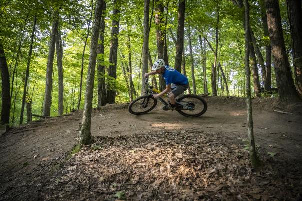 Mountain biking trails in Cannonsburg Ski Area.
