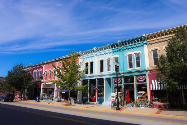 Store fronts in downtown Lowell