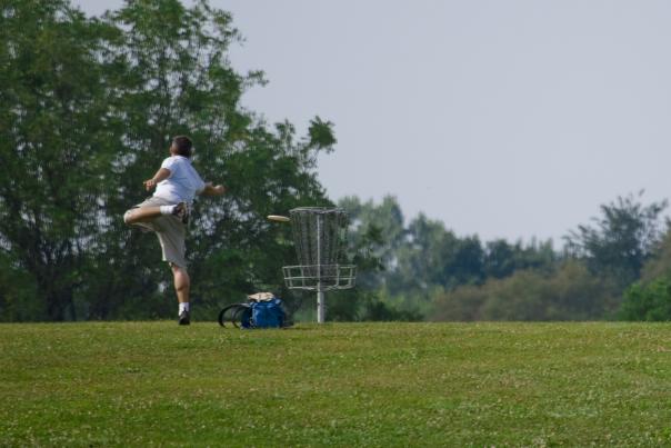 Disc golfers at Riverside Park