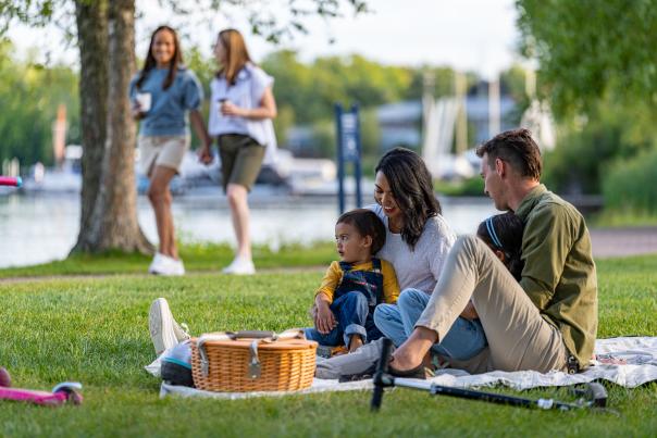 Families and couples at Reeds Lake/ John Collins Park