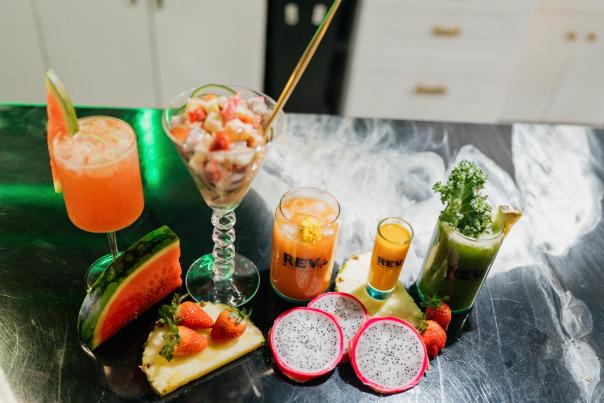 Juices at the REV Juice Bar.