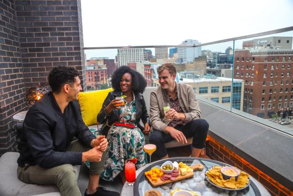 Friends at Knoop Rooftop In Grand Rapids, MI