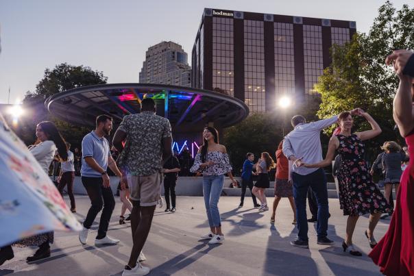 Swing dancing at Rosa Park Circle.