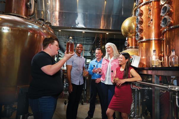 Touring the facilities at Long Road Distillers.