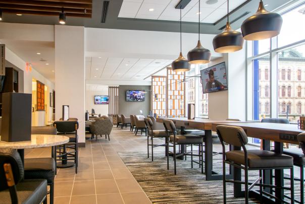 Accessible common area with lots of seating at Hyatt Place Downtown.