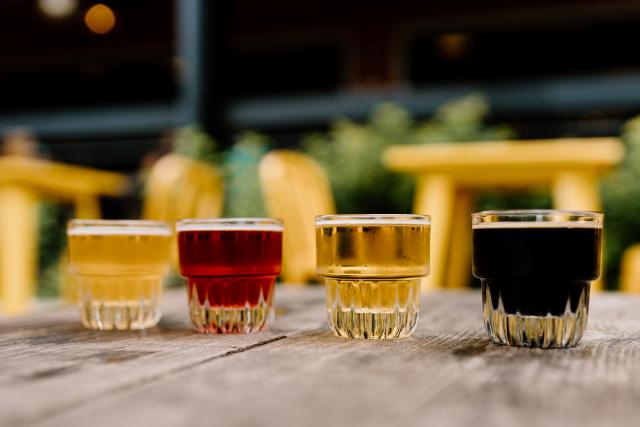 Founders patio and flights in Grand Rapids