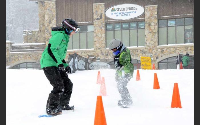 Tiny Tots' Snowboard lesson at Seven Springs