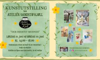 Kunstutstillingen " Der hjerter modnes" sommerkafe og åpen hage.