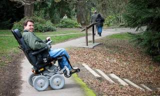 På tur i rullestol i Grimstad