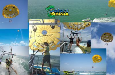 Parasailing the Tampa Bay Beaches between Clearwater and St Pete from Johns Pass in Madeira Beach