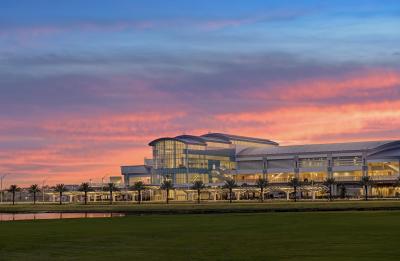 Intermodal Terminal Facility (ITF) at Orlando International Airport (MCO) at Sunset