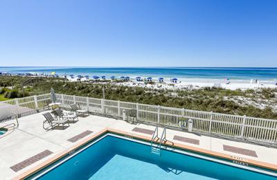 Beachfront heated pool and hot tub