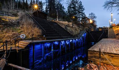 Lyskunst i Ørje sluser
