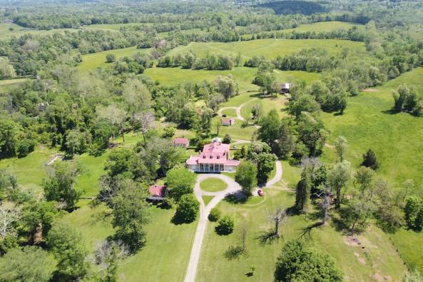 Drone overhead main house and grounds