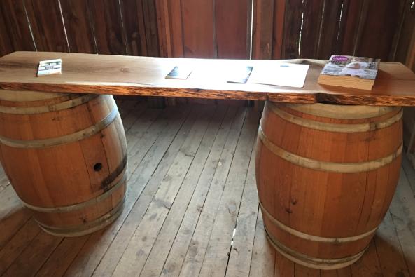 Live Edge Bar with Barrel Base