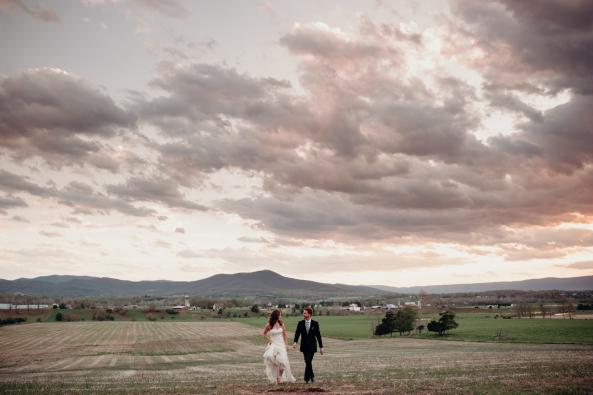 Newlyweds going for a stroll