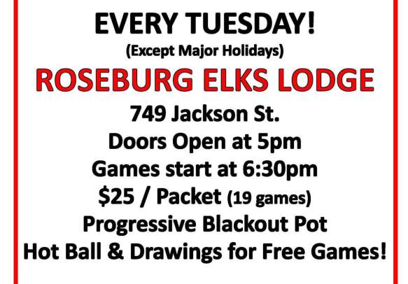 Bingo @ Roseburg Elks Lodge #326