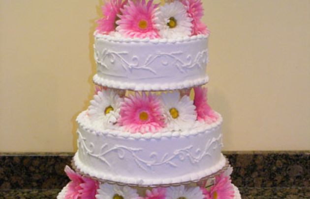 Wedding Cake Pink Flowers