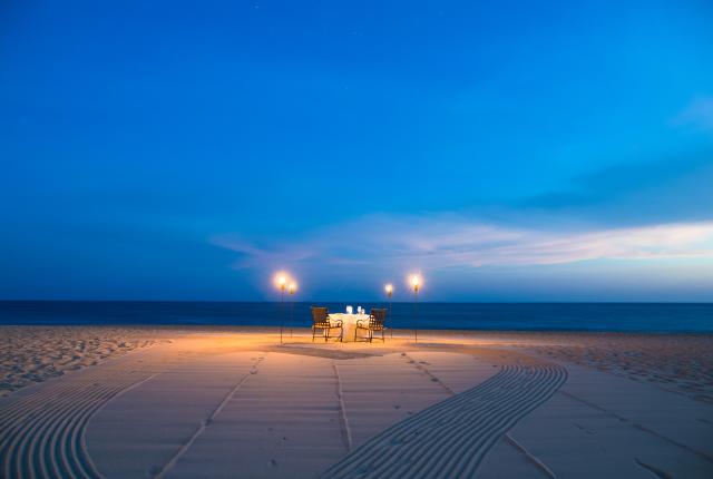 Romantic dinner on the beach