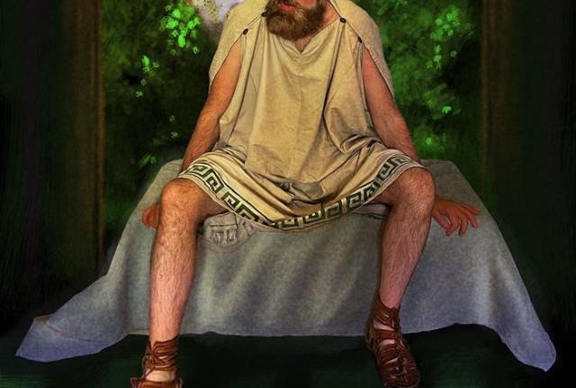 Man dressed as Zeus