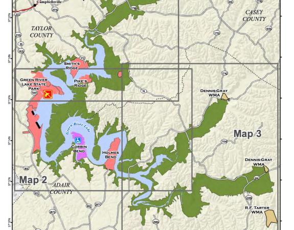 Green River Lake Fishing Map Green River Lake Wildlife Management Area