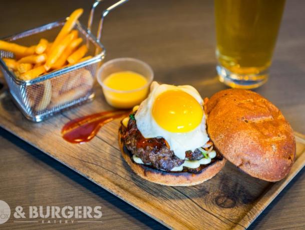 The Box burger and fries