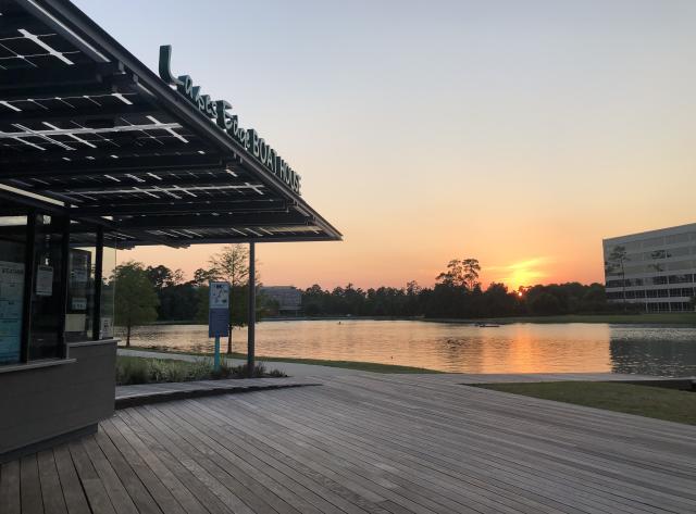 Lakes Edge Boat House at Sunset