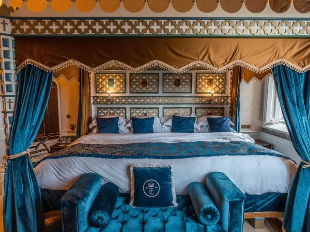 Sleep in the UK's largest four-poster bed at Thornbury Castle