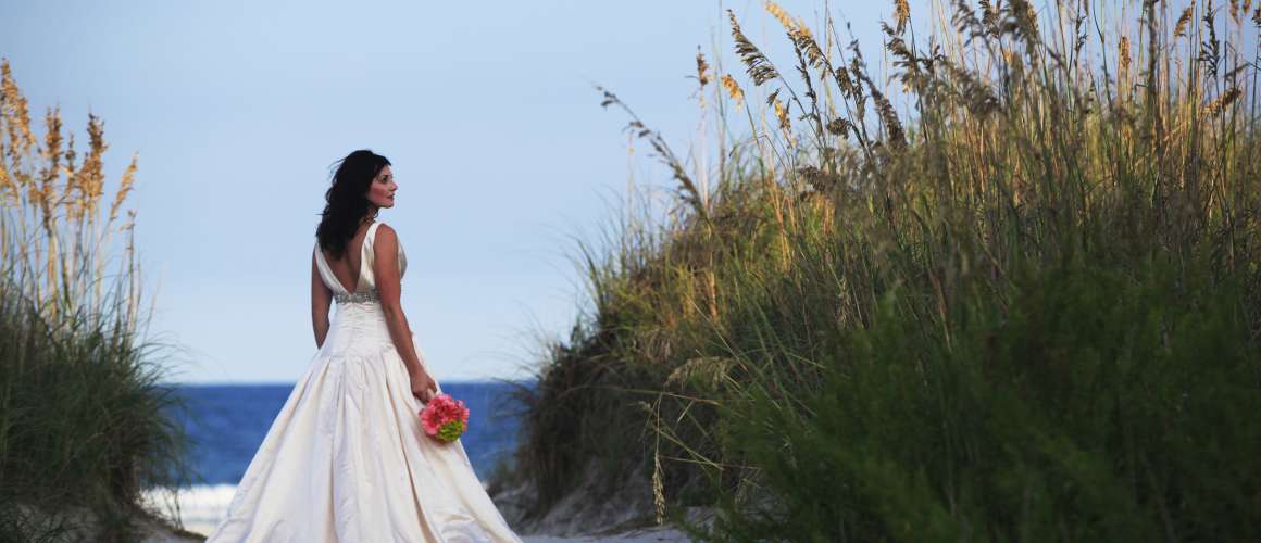 Bride on Beach Path