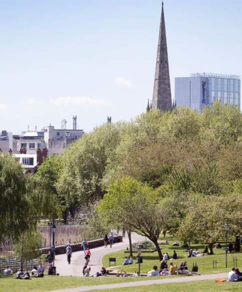 Castle Park and St Peter's Church