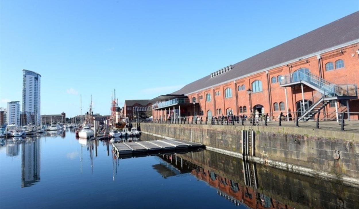 National Waterfront Museum marina storage area with boats